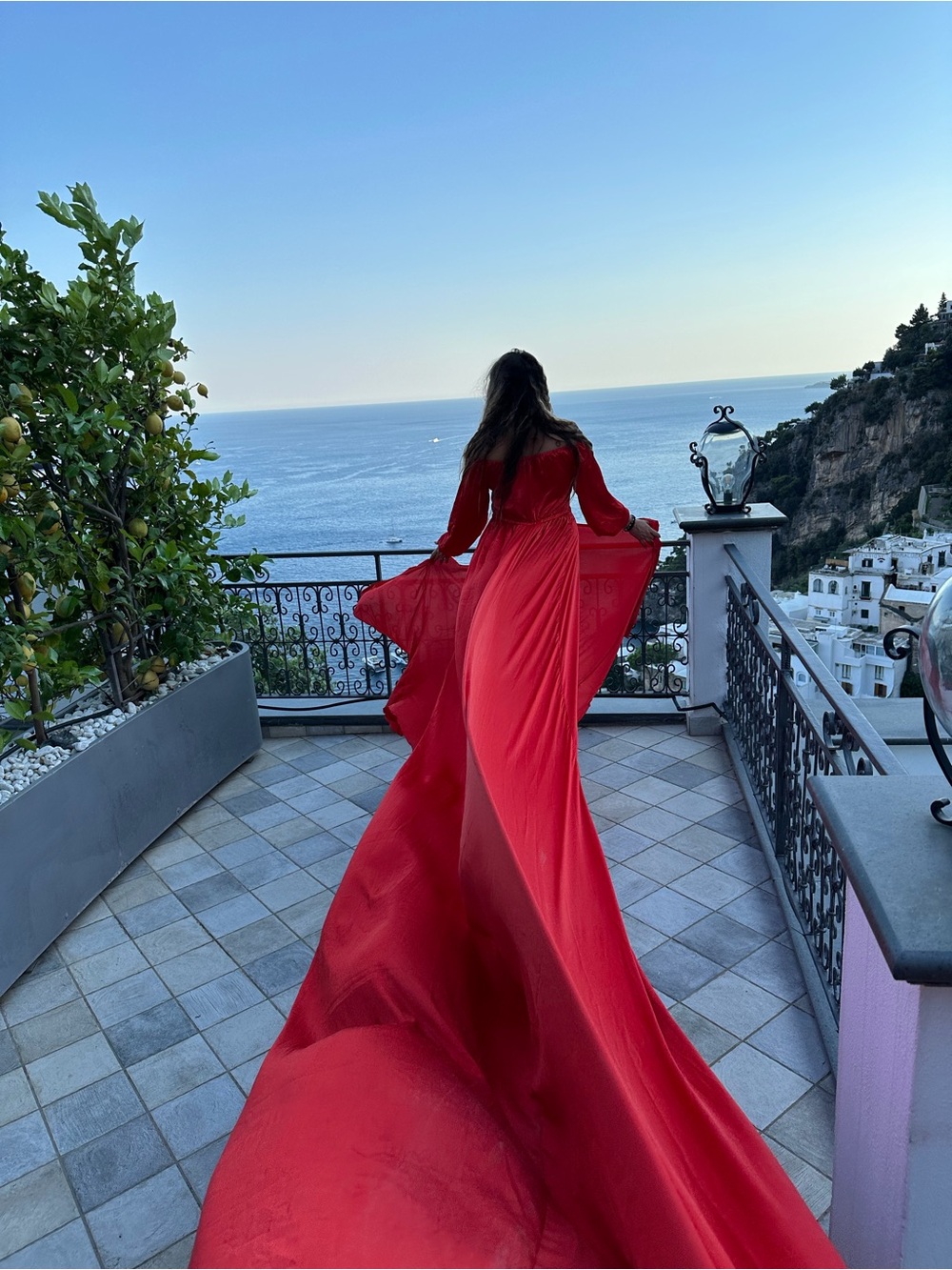 Elegant Red Long-Sleeve Maxi Dress, Flying Dress!!